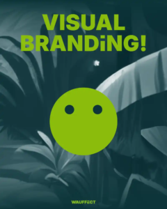 Bild von einer abstrakten Dschungel Landschaft in petrol Farben gehalten mit der Aufschrift 'Visual Branding'